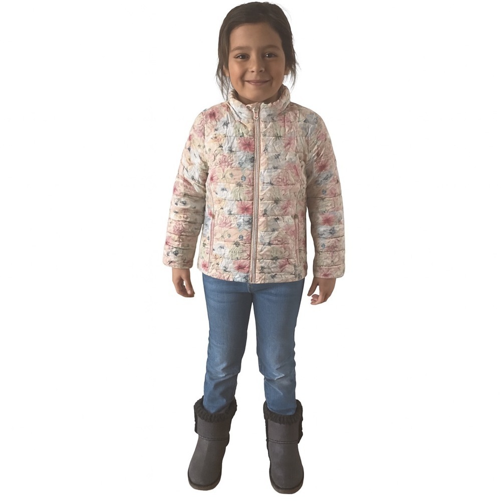 Girls pink floral puffer coat ssize 6